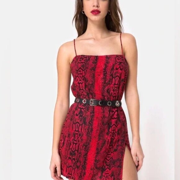 Motel Rocks Red Snake-Print Slip Mini Dress - Picture 7 of 8